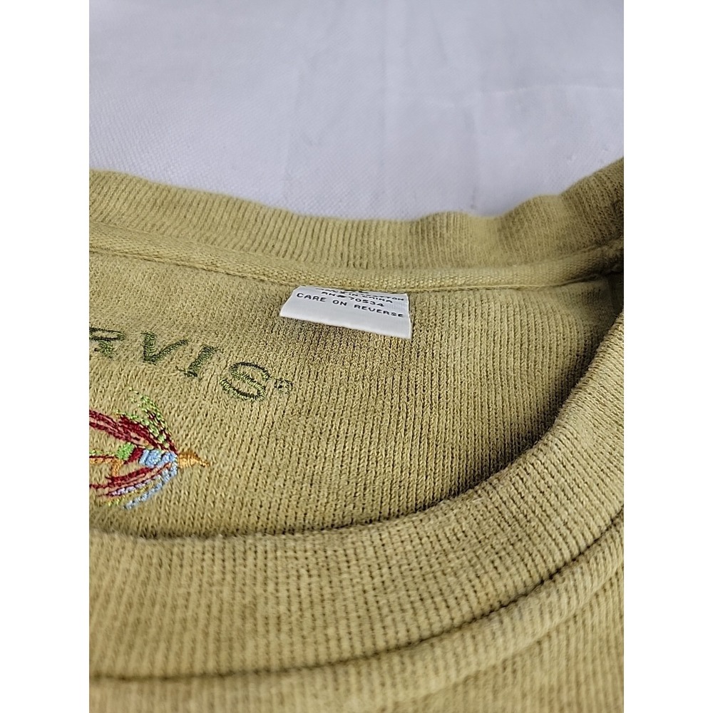 Orvis Ribbed Cotton Top Womens XL Green Long Sleeve Crewneck Side‎ Slit Outdoor - Picture 5 of 13